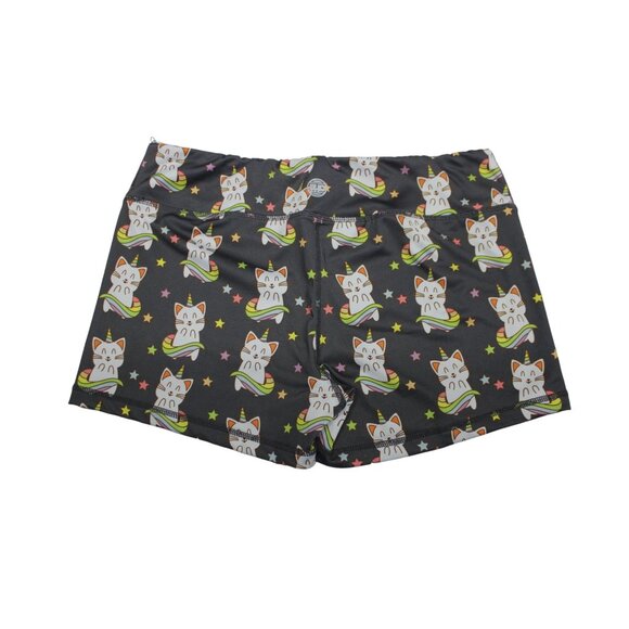 IAB Mfg women's 3 in unicorn cat kitten athletic gym performance workout shorts - Picture 2 of 10